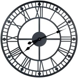"mysmartbuy Black Open Face 24"" Roman Numeral Indoor or Outdoor Clock - Battery Powered Metal Wall Fence Clock for Home or Garden - 60cm Dia" - thumbnail 4