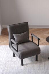 Living and Home 3-in-1 Lounge and Sofa Bed with Pillow in Grey - thumbnail 1