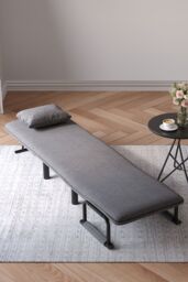Living and Home 3-in-1 Lounge and Sofa Bed with Pillow in Grey - thumbnail 2