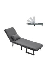 Living and Home 3-in-1 Lounge and Sofa Bed with Pillow in Grey - thumbnail 4