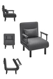 Living and Home 3-in-1 Lounge and Sofa Bed with Pillow in Grey - thumbnail 3