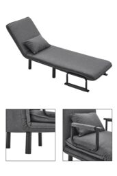 Living and Home 3-in-1 Lounge and Sofa Bed with Pillow in Grey - thumbnail 6