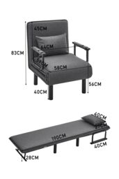 Living and Home 3-in-1 Lounge and Sofa Bed with Pillow in Grey - thumbnail 5