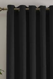 Fusion 'Strata' Dim out woven Eyelet Single Panel Door Curtain in Black - Size: 168 cm width x 214 cm drop - thumbnail 2