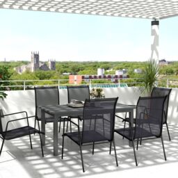 OUTSUNNY Extending Garden Table with Slatted Top, 160/220 x 90 x 73 cm, Grey - Size: 160/220 x 90 x 73 cm - thumbnail 1