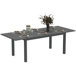 OUTSUNNY Extending Garden Table with Slatted Top, 160/220 x 90 x 73 cm, Grey - Size: 160/220 x 90 x 73 cm - thumbnail 2
