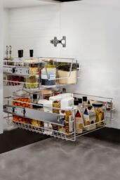 Living and Home 2 Pcs Metal Sliding Kitchen Cabinet Pull Out Wire Basket Drainer Organizer in Silver - Size: Medium - thumbnail 6