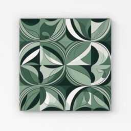 "Warren Reed - Designer Geometric Green Black Canvas - Size: W30"" x H30""" - thumbnail 1