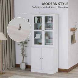 Wyld Haus Salu White Glass Front Display Cabinet 76W x 40D x 178.5H cm - thumbnail 5
