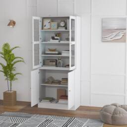 Wyld Haus Salu White Glass Front Display Cabinet 76W x 40D x 178.5H cm - thumbnail 8