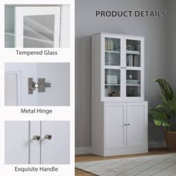 Wyld Haus Salu White Glass Front Display Cabinet 76W x 40D x 178.5H cm - thumbnail 7