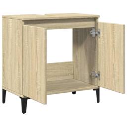 Berkfield Home Sink Cabinet Sonoma Oak 58x33x60 cm Engineered Wood in Light Oak - Size: 58 x 33 x 60 cm - thumbnail 7