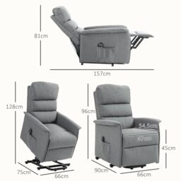 HOMCOM Power Lift Recliner Electric Reclining Chair with Remote in Grey - thumbnail 3