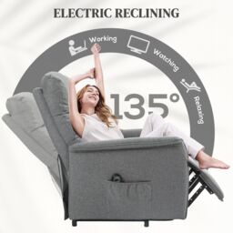 HOMCOM Power Lift Recliner Electric Reclining Chair with Remote in Grey - thumbnail 5