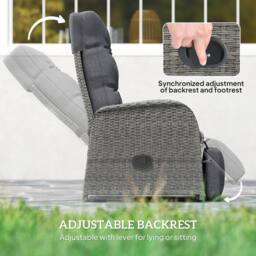 OUTSUNNY 3 Pieces Rattan Bistro Set with Cushions for Outdoor, Grey - thumbnail 6