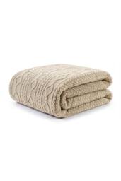 Deyongs Helsingborg Teddy Supersoft Jacquard Throw in Cream - Size: 130 cm x 180 cm - thumbnail 1