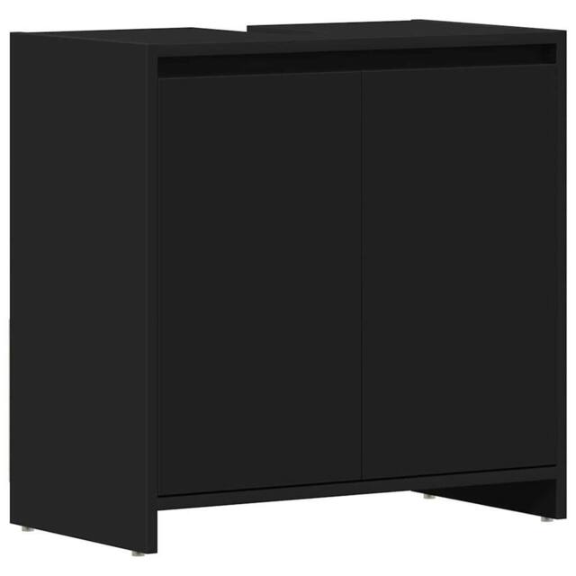 Berkfield Home Bathroom Cabinet Black 60x33x61 cm Engineered Wood - Size: 60 x 33 x 61 cm - image 1