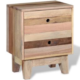 Berkfield Home Bedside Cabinet Solid Reclaimed Wood in Beige - thumbnail 4