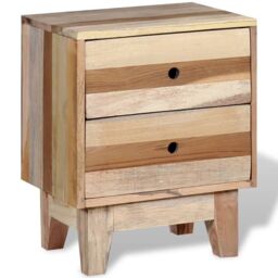 Berkfield Home Bedside Cabinet Solid Reclaimed Wood in Beige - thumbnail 1