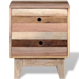 Berkfield Home Bedside Cabinet Solid Reclaimed Wood in Beige - thumbnail 6
