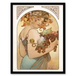 Artery8 Alphonse Mucha Framed Wall Art Print Woman With Fruit Art Nouveau - Size: A4 - thumbnail 1
