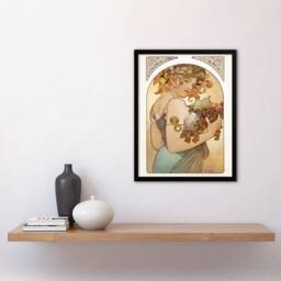 Artery8 Alphonse Mucha Framed Wall Art Print Woman With Fruit Art Nouveau - Size: A4 - thumbnail 2