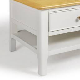 FurnitureboxUK Belle 2 Drawer Rectangular Solid Oak Wood & Cream Coffee Table - thumbnail 6