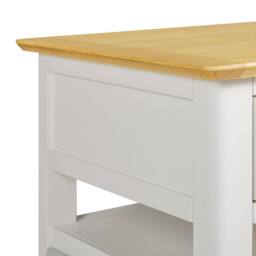 FurnitureboxUK Belle 2 Drawer Rectangular Solid Oak Wood & Cream Coffee Table - thumbnail 5