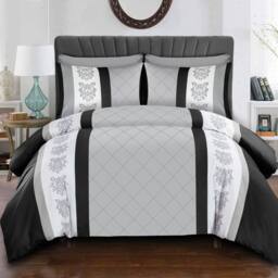 Pamposh Luxurious Duvet cover Set Reversible Bedding Sets in Grey - Size: Double - thumbnail 2