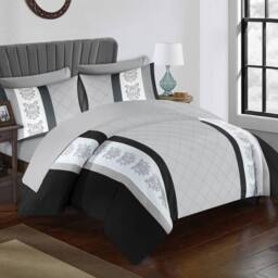 Pamposh Luxurious Duvet cover Set Reversible Bedding Sets in Grey - Size: Double - thumbnail 3