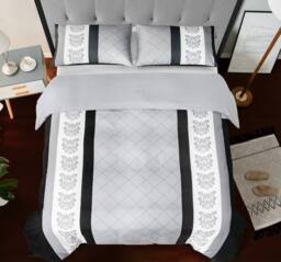 Pamposh Luxurious Duvet cover Set Reversible Bedding Sets in Grey - Size: Double - thumbnail 4
