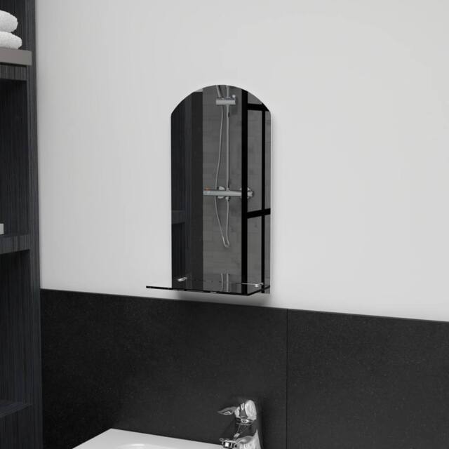 Berkfield Home Wall Mirror with Shelf 20x40 cm Tempered Glass in Silver - image 1