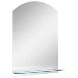 Berkfield Home Wall Mirror with Shelf 20x40 cm Tempered Glass in Silver - thumbnail 2