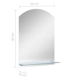 Berkfield Home Wall Mirror with Shelf 20x40 cm Tempered Glass in Silver - thumbnail 6