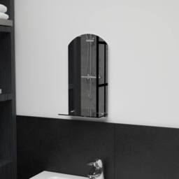 Berkfield Home Wall Mirror with Shelf 20x40 cm Tempered Glass in Silver