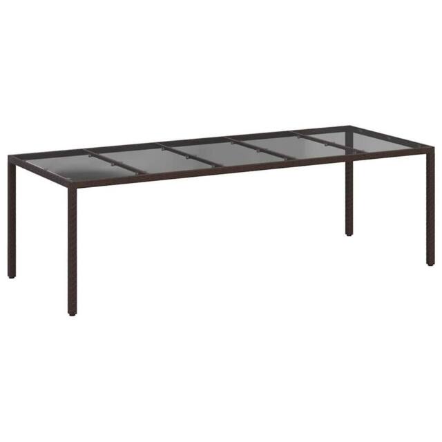 Berkfield Home Garden Dining Table Brown 250x100x75 cm Poly Rattan - Size: 250 x 100 x 75 cm - image 1