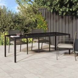 Berkfield Home Garden Dining Table Brown 250x100x75 cm Poly Rattan - Size: 250 x 100 x 75 cm - thumbnail 2