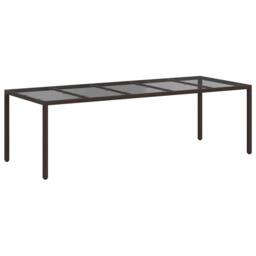 Berkfield Home Garden Dining Table Brown 250x100x75 cm Poly Rattan - Size: 250 x 100 x 75 cm - thumbnail 5