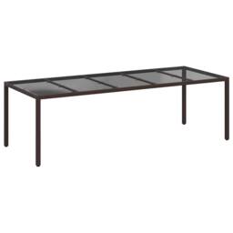 Berkfield Home Garden Dining Table Brown 250x100x75 cm Poly Rattan - Size: 250 x 100 x 75 cm - thumbnail 1