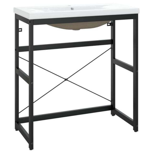 Berkfield Home Bathroom Washbasin Frame with Built-in Basin Black Iron - image 1