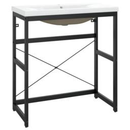 Berkfield Home Bathroom Washbasin Frame with Built-in Basin Black Iron