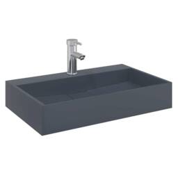 Berkfield Home Sturdy Wash Basin 60x38x11 cm Mineral Cast/Marble Cast Anthracite in Dark Grey - Size: 60 x 38 x 11 cm - thumbnail 1