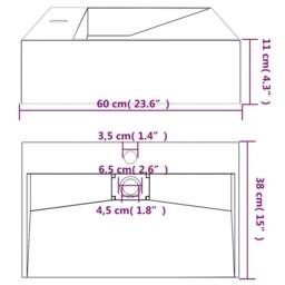 Berkfield Home Sturdy Wash Basin 60x38x11 cm Mineral Cast/Marble Cast Anthracite in Dark Grey - Size: 60 x 38 x 11 cm - thumbnail 9