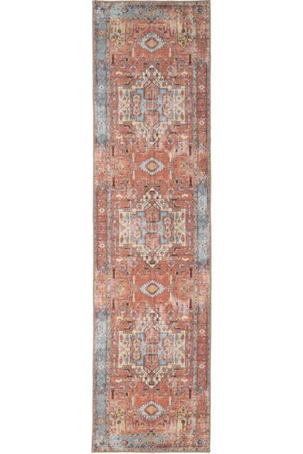 Kukoon Terracotta Distressed Hallway Runner Rug Non Slip & Washable - Size: 60 cm x 240 cm - image 1