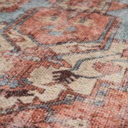 Kukoon Terracotta Distressed Hallway Runner Rug Non Slip & Washable - Size: 60 cm x 240 cm - thumbnail 5