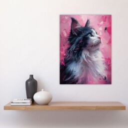"Artery8 Wall Art Print Maine Coon Cat in Hot Pink Painting Animal Lover Poster - Size: W24"" x H32""" - thumbnail 4