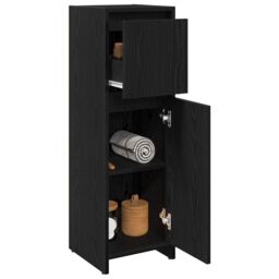 Berkfield Home Bathroom Cabinet Black Oak 30x30x95 cm Engineered Wood - Size: 30 x 30 x 95 cm - thumbnail 3