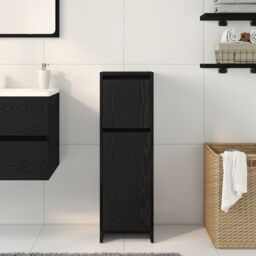Berkfield Home Bathroom Cabinet Black Oak 30x30x95 cm Engineered Wood - Size: 30 x 30 x 95 cm - thumbnail 4