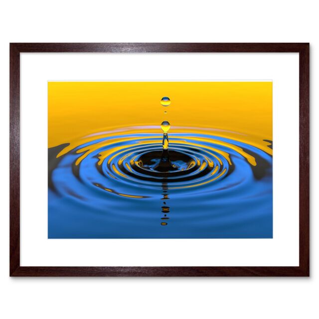 "Artery8 Wall Art Print Water Drop Splash Ripple Framed in Brown - Size: W7"" x H9""" - image 1
