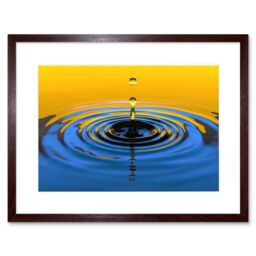 "Artery8 Wall Art Print Water Drop Splash Ripple Framed in Brown - Size: W7"" x H9""" - thumbnail 1